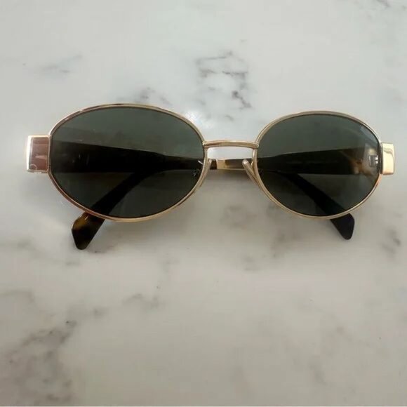 Celine Triomphe Sunglasses CL40235U Gold Frame Green Lenses - Picture 3 of 6